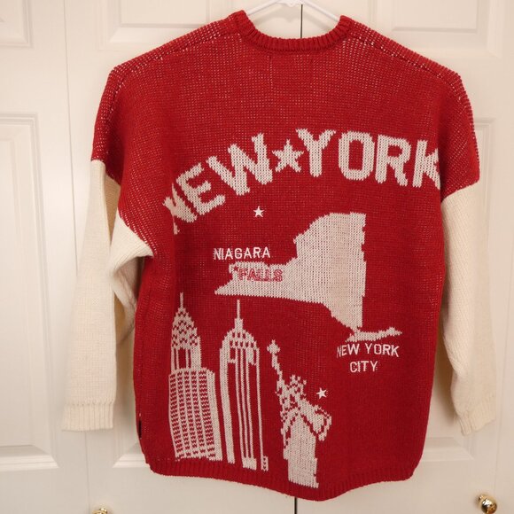 Spirit Jersey Sweater Unisex Adult M Oversized New York Red Knit Heavy Weight - Picture 1 of 12